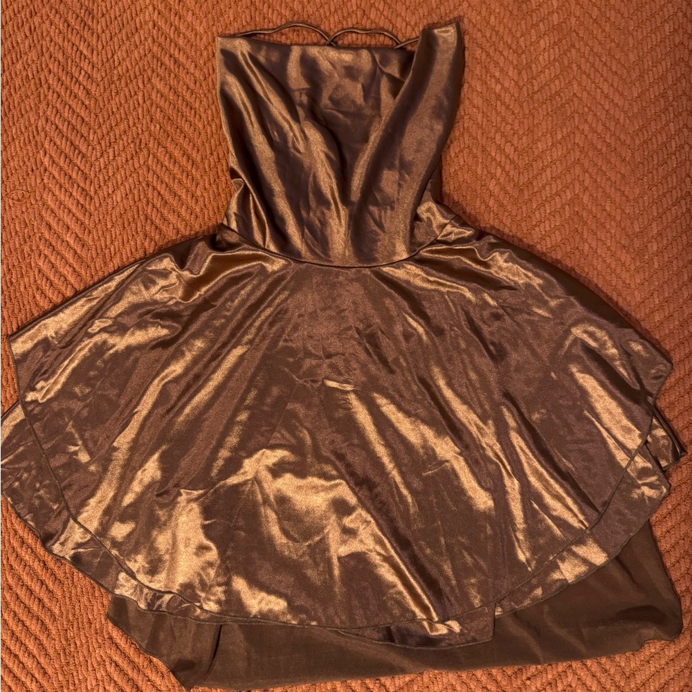 Elegant Brown Strapless Dress